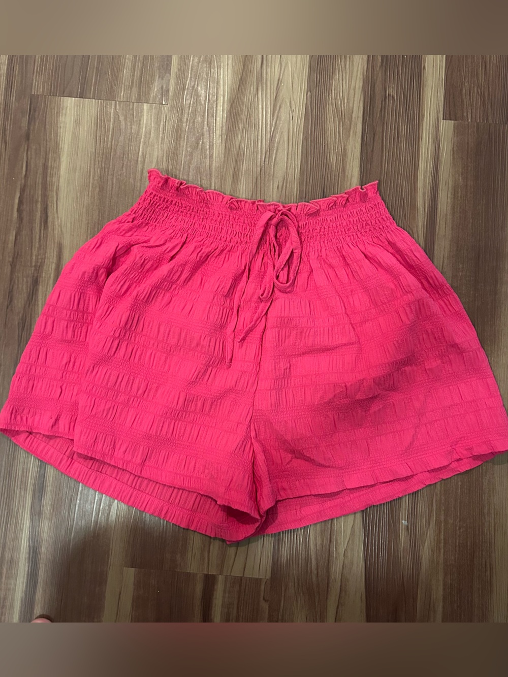 SHEIN Hot Pink Smocked Waist Casual Shorts